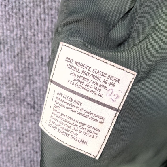 DPSC Women's Classic Design Fusible Coat Green Size 18L+ Poly Wool Blend Logo - Picture 3 of 16
